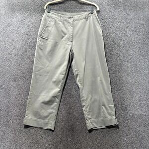 LL Bean Chino Pants Women 10P Gray High Rise Straight Cotton Ankle Casual Office